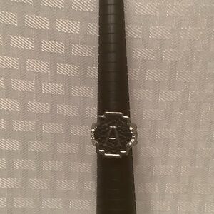 GANZ Initial A Silver-tone and Black Ring